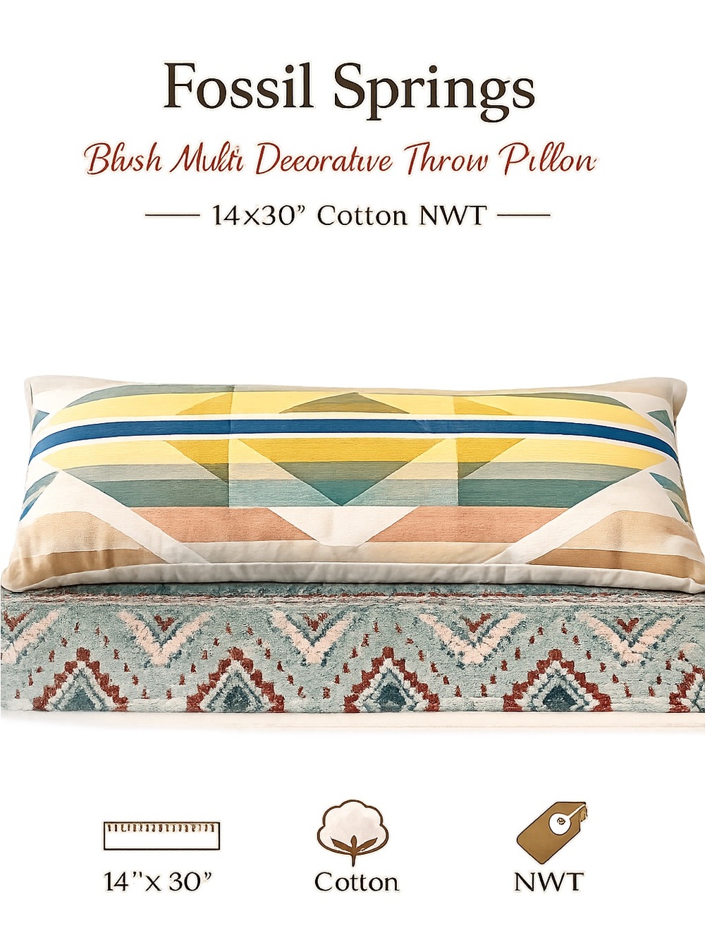 Pendleton Geometric Lumbar Throw Pillow Multicolor Southwest Accent Pillow NWT